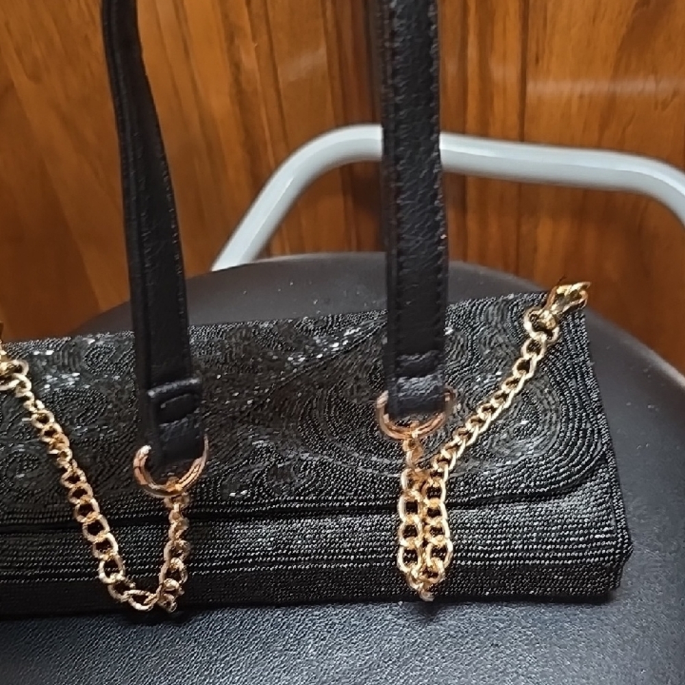 Chic Black Beaded Evening Clutch - Picture 4 of 16